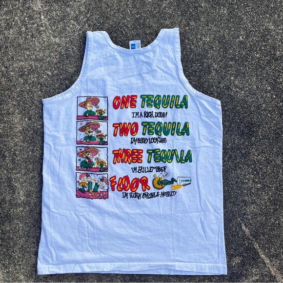 American Vintage Other - Vintage White Cozumel Mexico Tequila Tank Top Size Large Beach Funny Tee